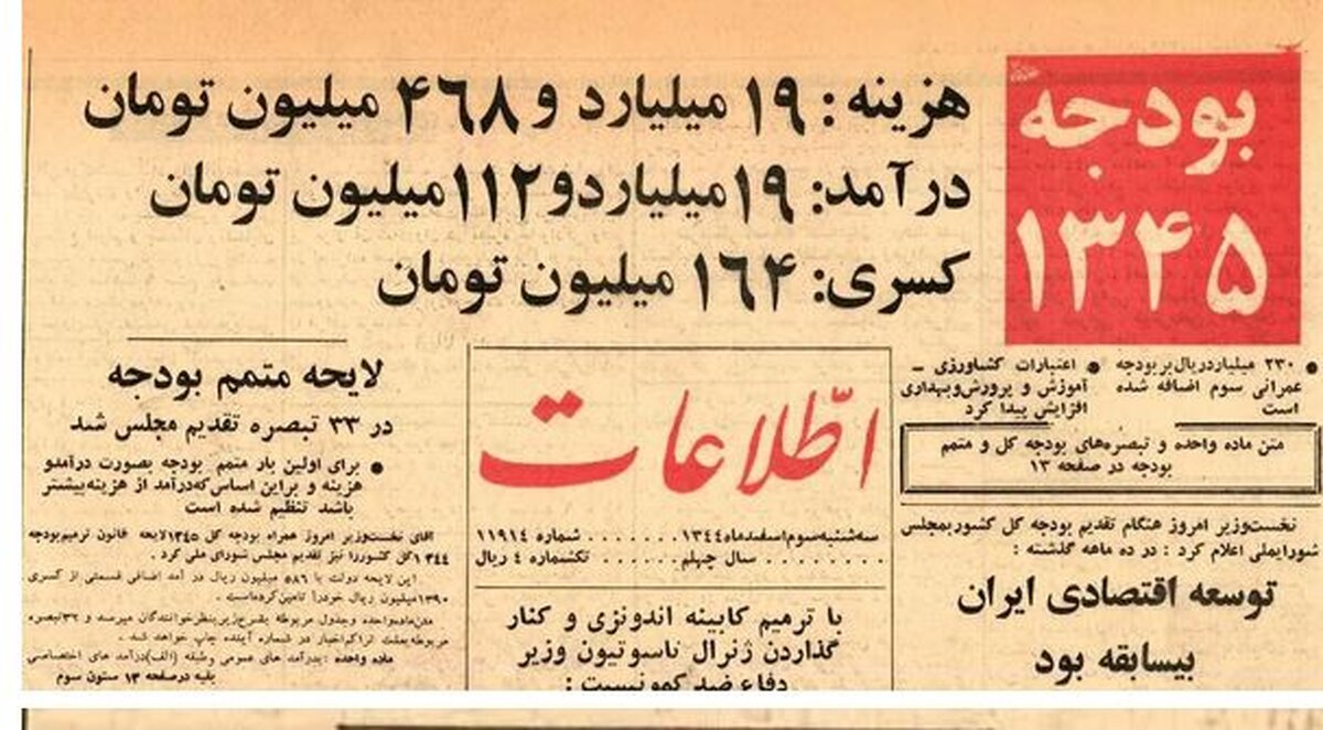 ۶۰ سال پیش بودجه کشور چند میلیارد بود و چقدر کسری داشت؟